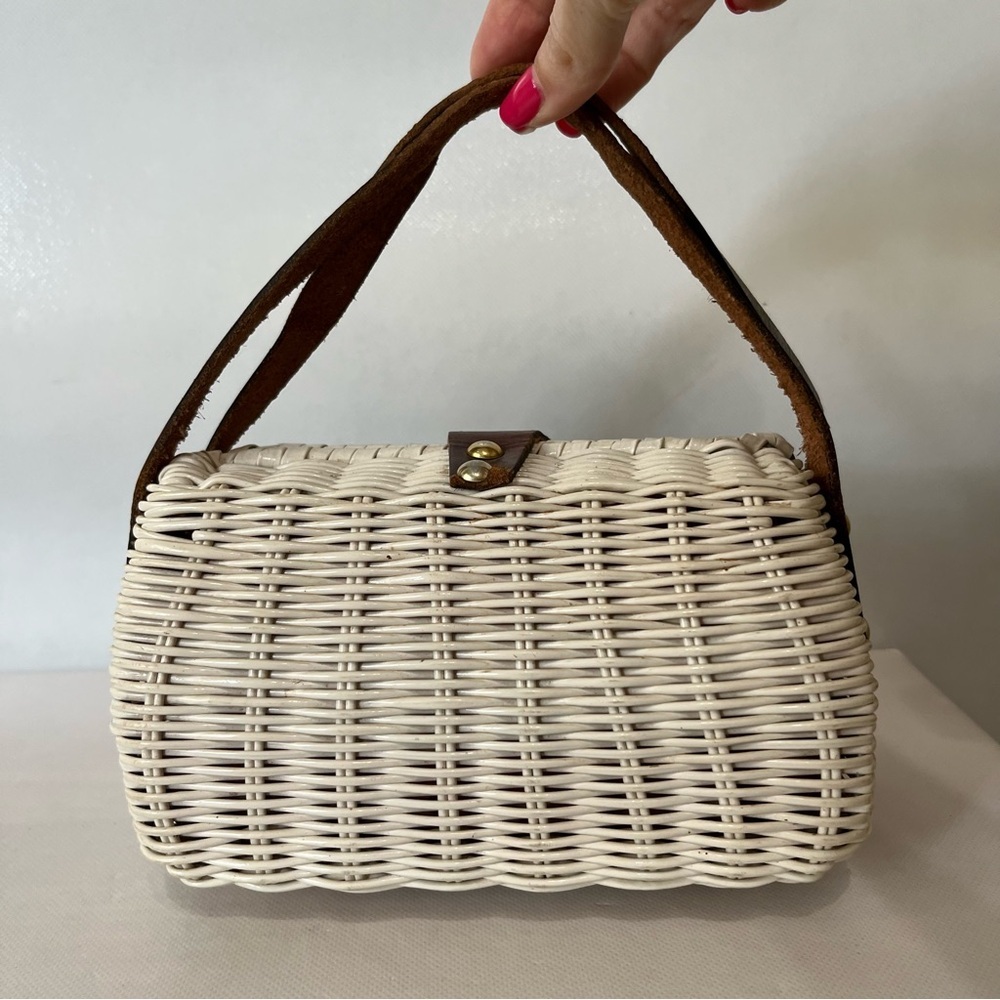 Vintage Mini White Wicker Bag - Picture 5 of 10